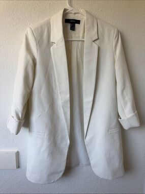 Forever 21 White Relaxed Blazer Size S